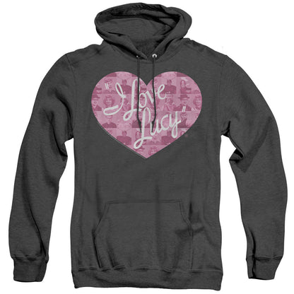 I Love Lucy Many Moods Logo Heather Mens Hoodie Black Officially Licensed