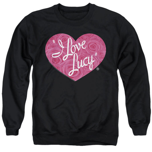 I Love Lucy Floral Logo Mens Crewneck Sweatshirt Black Officially Licensed