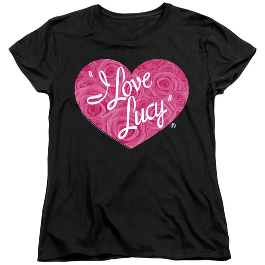 I Love Lucy Floral Logo Womens T Shirt Black Officially Licensed