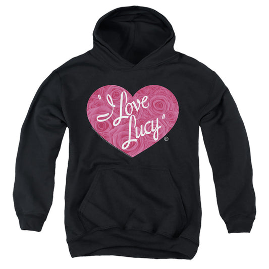 I Love Lucy Floral Logo Kids Youth Hoodie Black Officially Licensed