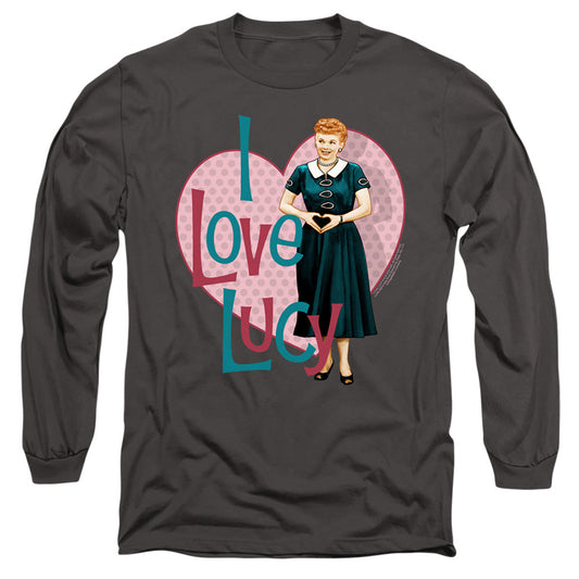 I Love Lucy Heart You Mens Long Sleeve Shirt Charcoal Officially Licensed Officially Licensed
