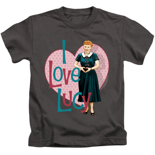 I Love Lucy Heart You Juvenile Kids Youth T Shirt Charcoal Officially Licensed