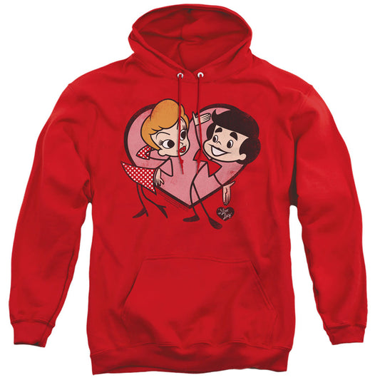 I Love Lucy Cartoon Love Mens Hoodie Red Officially Licensed