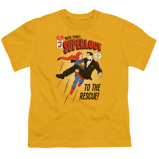 I Love Lucy Super Lucy Kids Youth T Shirt Gold Officially Licensed