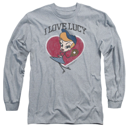 I Love Lucy Baseball Diva Mens Long Sleeve Shirt Athletic Heather Officially Licensed Officially Licensed