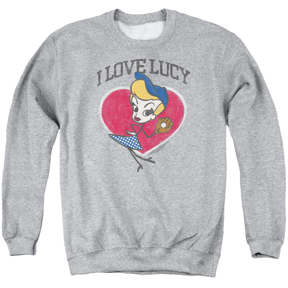 I Love Lucy Baseball Diva Mens Crewneck Sweatshirt Athletic Heather Officially Licensed