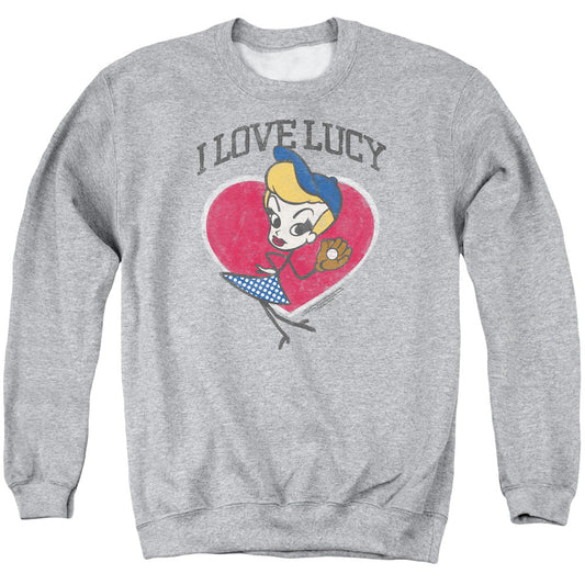 I Love Lucy Baseball Diva Mens Crewneck Sweatshirt Athletic Heather Officially Licensed