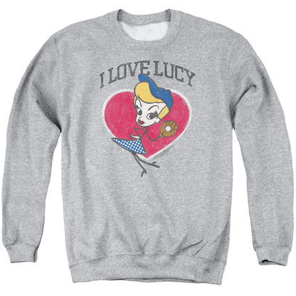 I Love Lucy Baseball Diva Mens Crewneck Sweatshirt Athletic Heather Officially Licensed