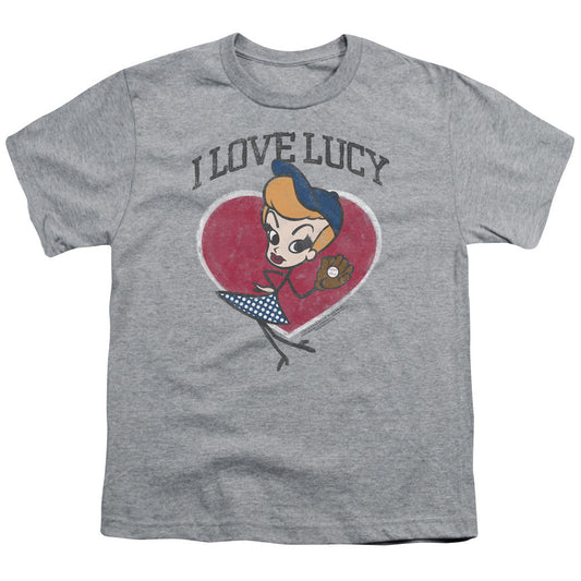 I Love Lucy Baseball Diva Kids Youth T Shirt Athletic Heather Officially Licensed