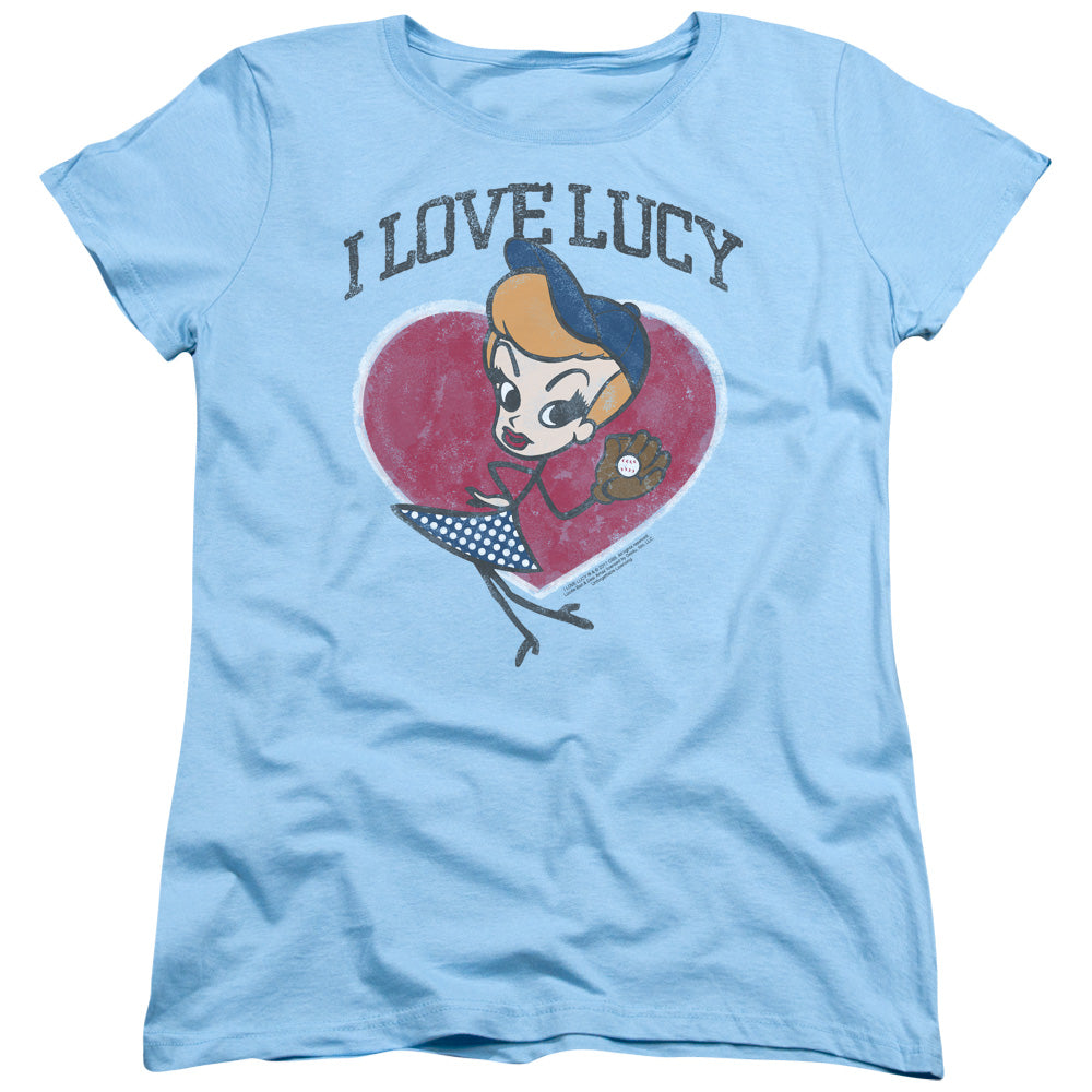 I Love Lucy Baseball Diva Womens T Shirt Light Blue Officially Licensed