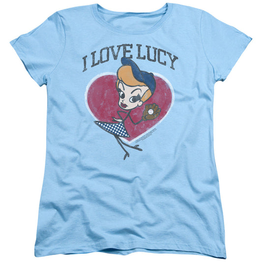 I Love Lucy Baseball Diva Womens T Shirt Light Blue Officially Licensed