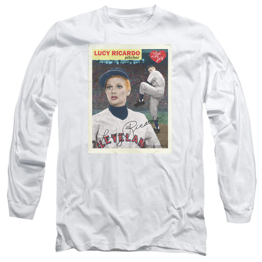 I Love Lucy Trading Card Mens Long Sleeve Shirt White Officially Licensed Officially Licensed