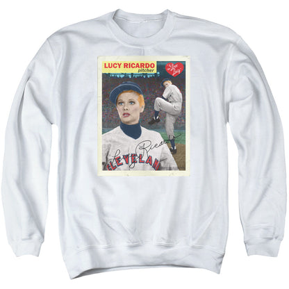 I Love Lucy Trading Card Mens Crewneck Sweatshirt White Officially Licensed