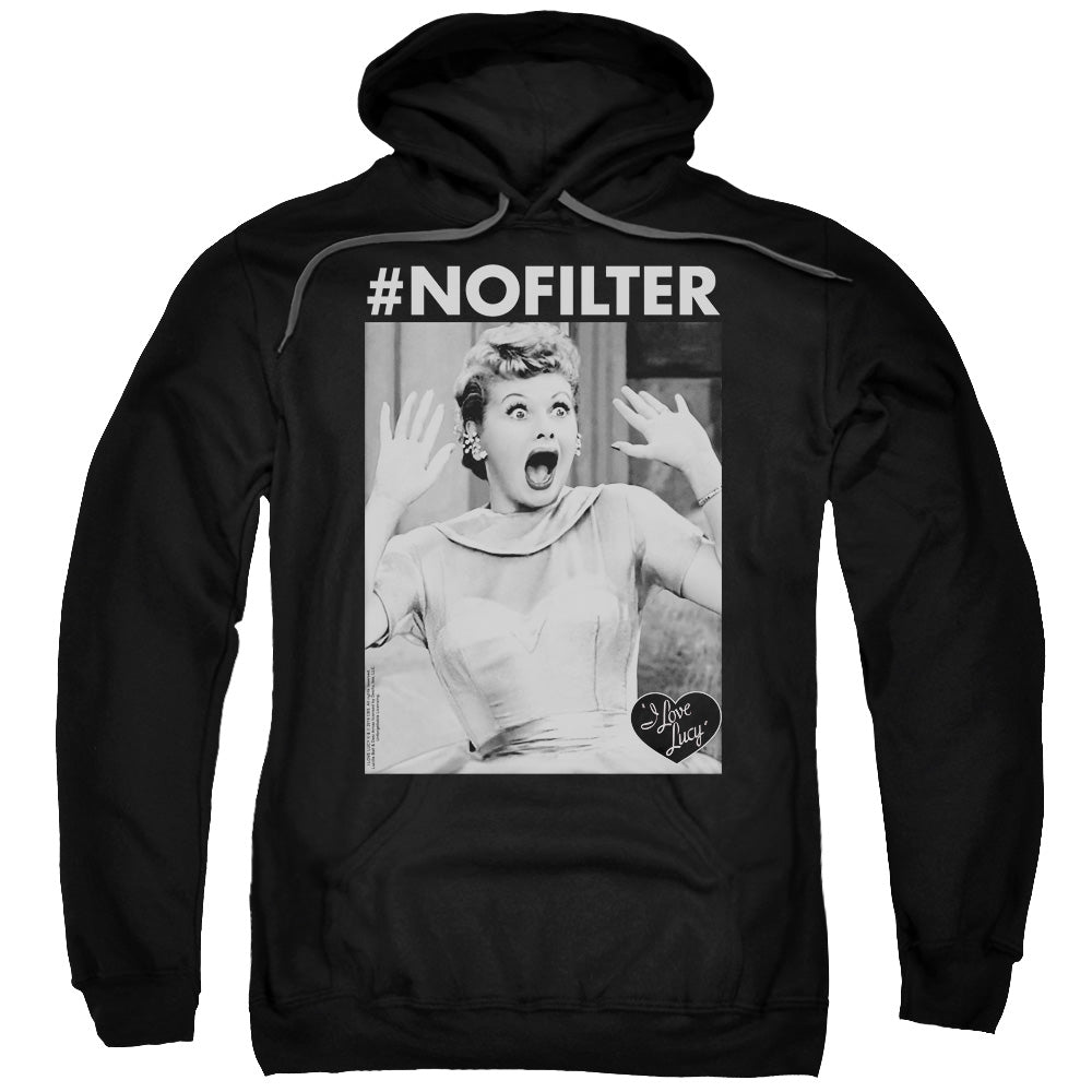 I Love Lucy No Filter Mens Hoodie Black Officially Licensed