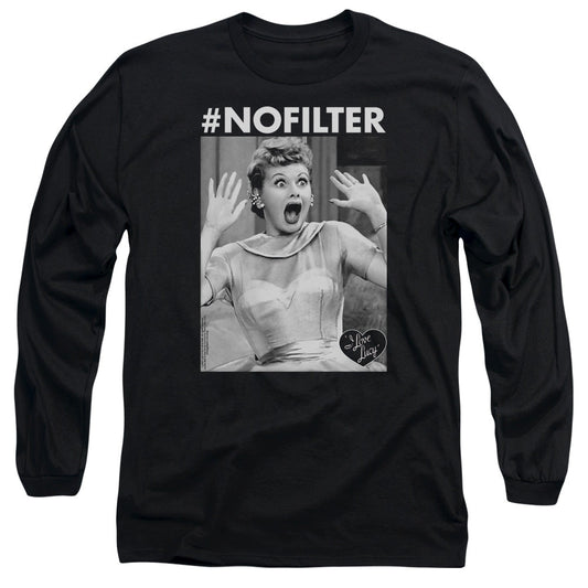 I Love Lucy No Filter Mens Long Sleeve Shirt Black Officially Licensed Officially Licensed