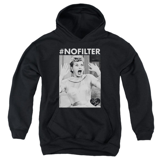 I Love Lucy No Filter Kids Youth Hoodie Black Officially Licensed