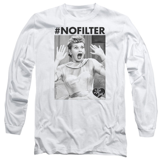 I Love Lucy No Filter Mens Long Sleeve Shirt White Officially Licensed Officially Licensed