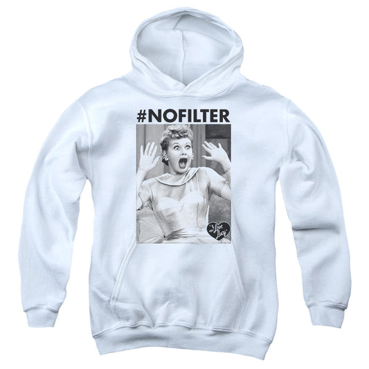 I Love Lucy No Filter Kids Youth Hoodie White Officially Licensed