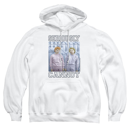 I Love Lucy Seriously Cannot Mens Hoodie White Officially Licensed