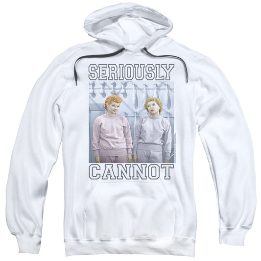 I Love Lucy Seriously Cannot Mens Hoodie White Officially Licensed