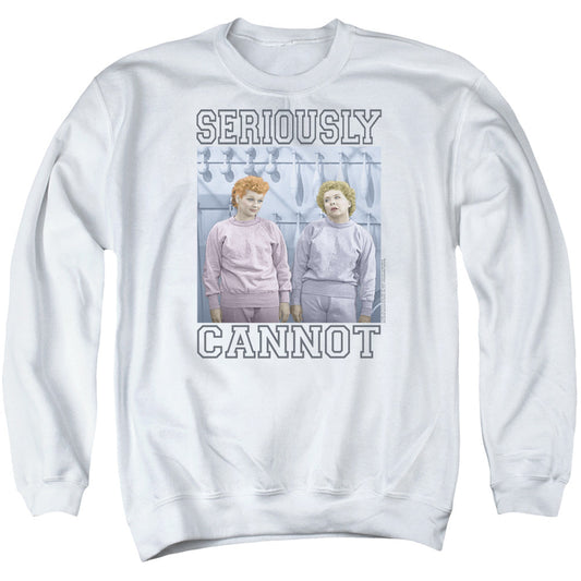 I Love Lucy Seriously Cannot Mens Crewneck Sweatshirt White Officially Licensed