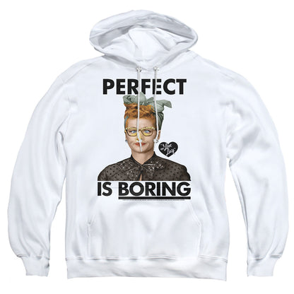 I Love Lucy Perfect Is Boring Mens Hoodie White Officially Licensed