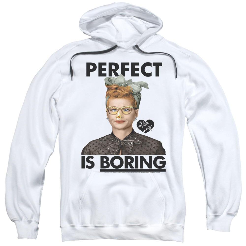 I Love Lucy Perfect Is Boring Mens Hoodie White Officially Licensed