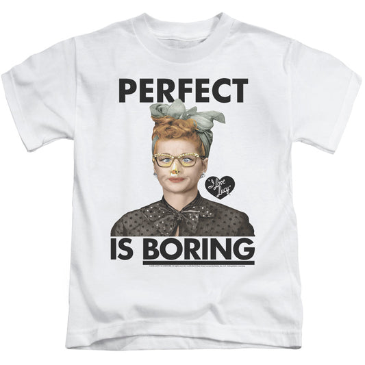 I Love Lucy Perfect is Boring Juvenile Kids Youth T Shirt White Officially Licensed