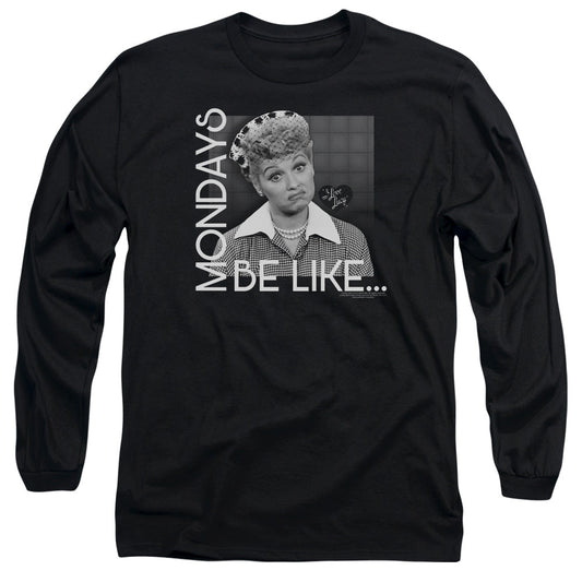 I Love Lucy Mondays Be Like Mens Long Sleeve Shirt Black Officially Licensed Officially Licensed