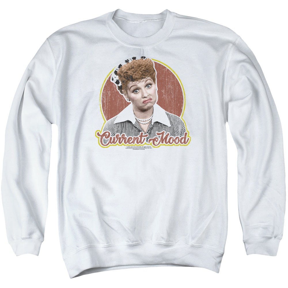 I Love Lucy Current Mood Mens Crewneck Sweatshirt White Officially Licensed