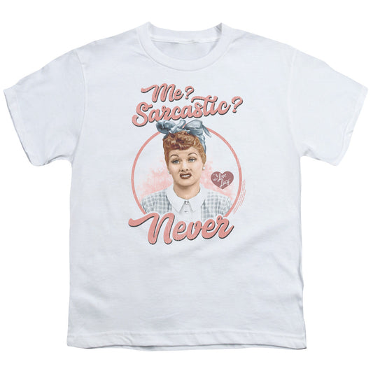 I Love Lucy Sarcastic Kids Youth T Shirt White Officially Licensed