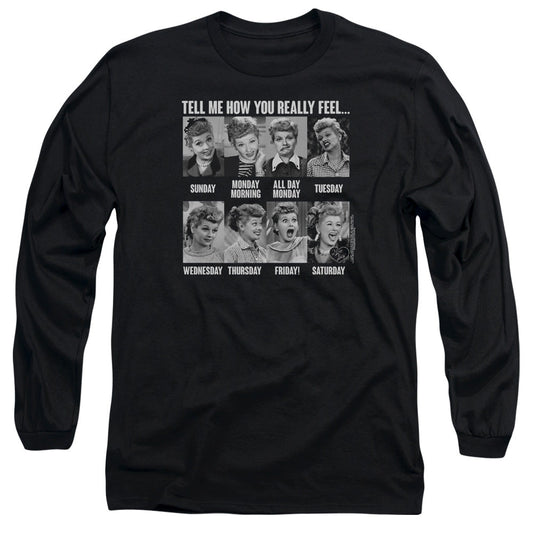 I Love Lucy 8 Days A Week Mens Long Sleeve Shirt Black Officially Licensed Officially Licensed
