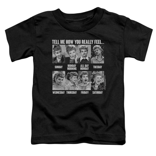 I Love Lucy 8 Days a Week Toddler Kids Youth T Shirt Black Officially Licensed
