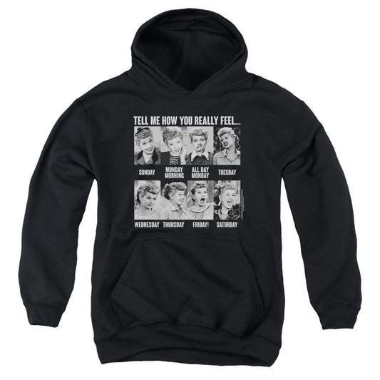 I Love Lucy 8 Days a Week Kids Youth Hoodie Black Officially Licensed