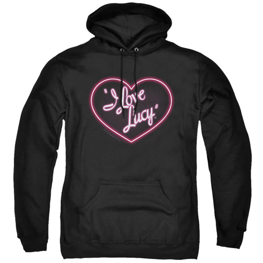 I Love Lucy Neon Logo Mens Hoodie Black Officially Licensed