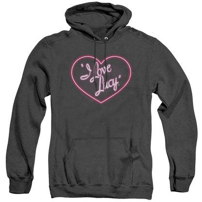 I Love Lucy Neon Logo Mens Heather Hoodie Black Officially Licensed