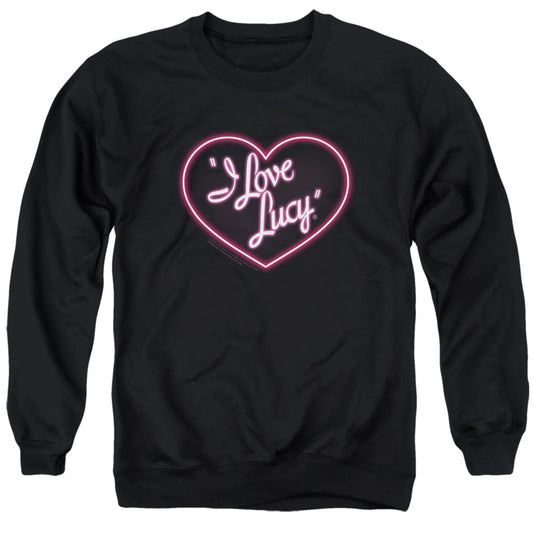 I Love Lucy Neon Logo Mens Crewneck Sweatshirt Black Officially Licensed
