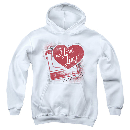 I Love Lucy Spray Paint Heart Kids Youth Hoodie White Officially Licensed