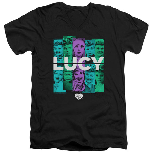 I Love Lucy Shades of Lucy Mens Slim Fit V-Neck T Shirt Black Officially Licensed