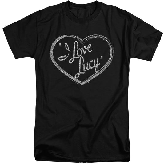 I Love Lucy Glitter Logo Mens Tall T Shirt Black Officially Licensed