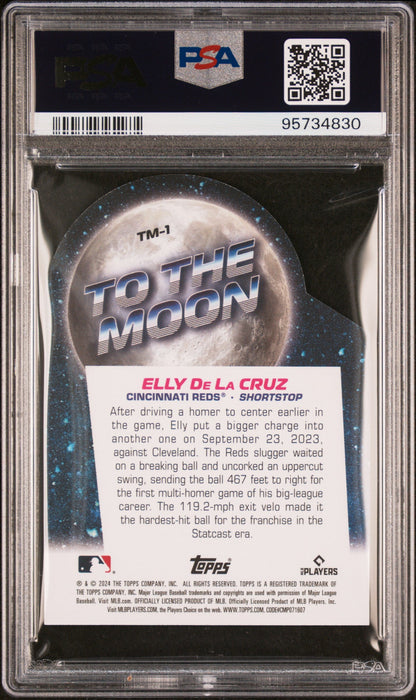 Graded 2024 Topps Big League Elly De La Cruz #TM1 To The Moon Die Cut Rookie RC Baseball Card PSA 10 Gem Mint