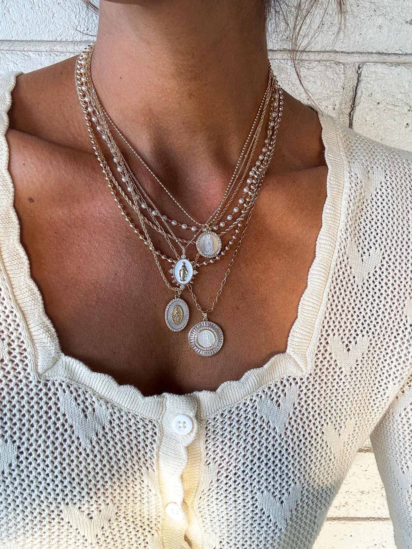 Lady Lourdes Pendant - White