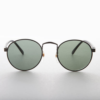 Classic Round Preppy Vintage Sunglass with Glass Lens - Logan