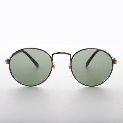 Classic Round Preppy Vintage Sunglass with Glass Lens - Logan