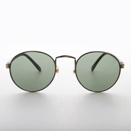 Classic Round Preppy Vintage Sunglass with Glass Lens - Logan
