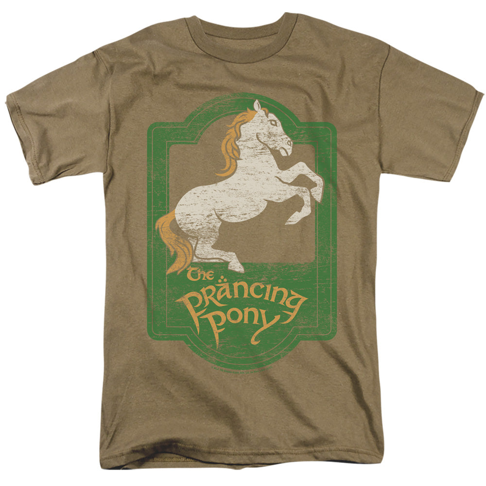 Lord of the Rings Prancing Pony Sign Mens T Shirt Safari Green Officially Licensed