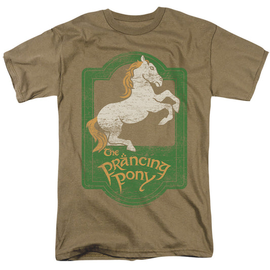 Lord of the Rings Prancing Pony Sign Mens T Shirt Safari Green Officially Licensed