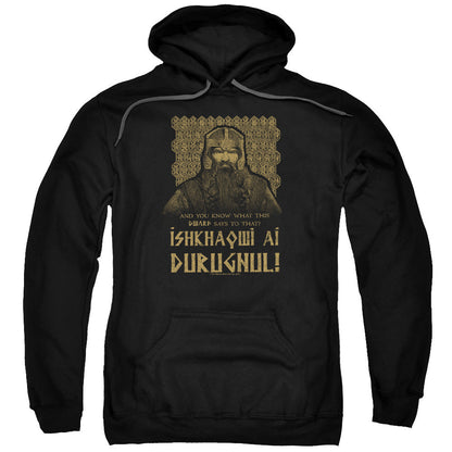 Lord Of The Ringsd Of The Rings Ishkhaqwi Durugnul Mens Hoodie Black Officially Licensed