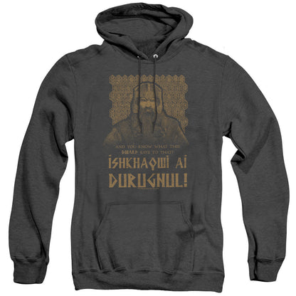 Lord Of The Rings Ishkhaqwi Durugnul Heather Mens Hoodie Black Officially Licensed