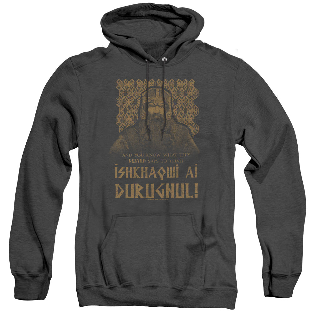Lord Of The Rings Ishkhaqwi Durugnul Heather Mens Hoodie Black Officially Licensed
